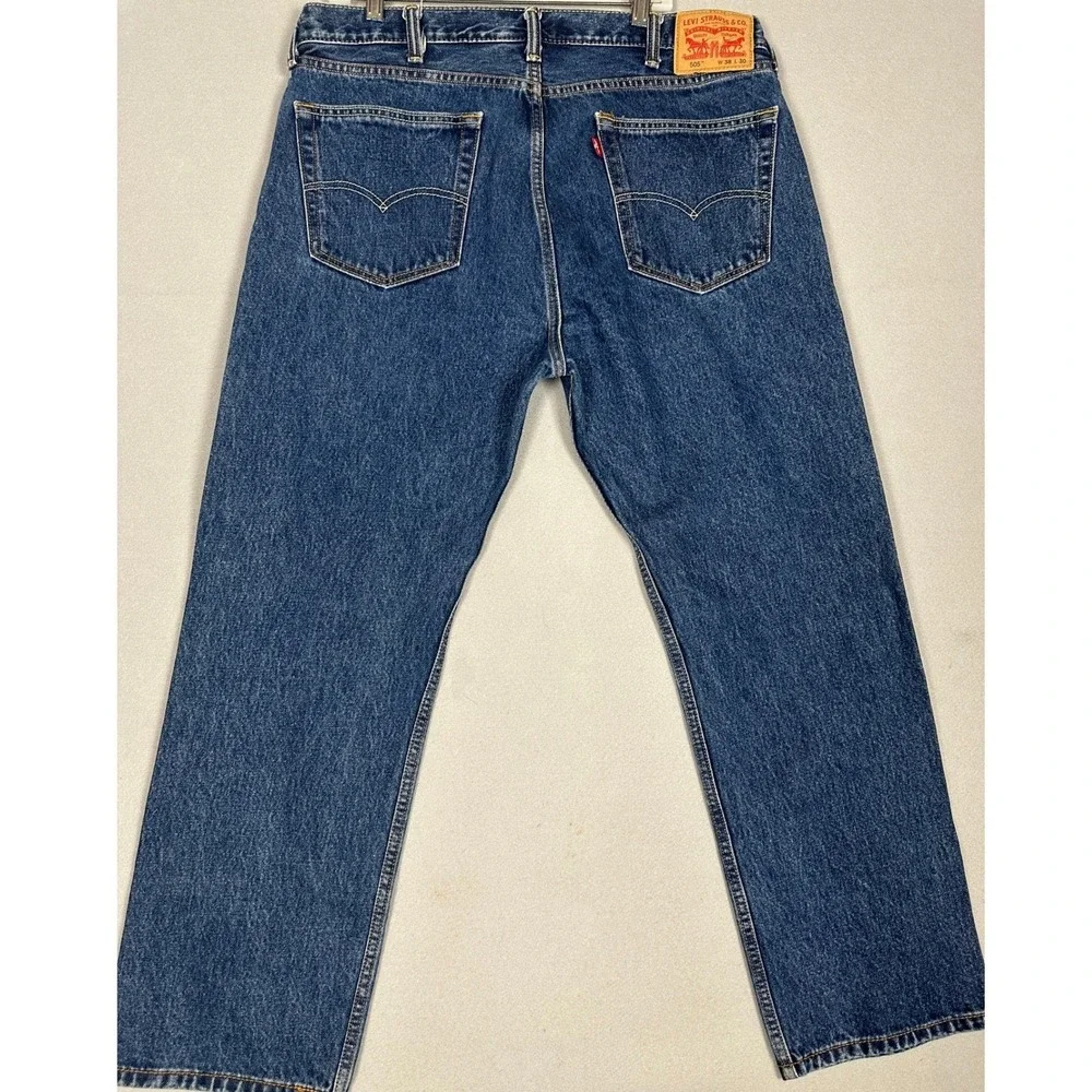 Levis 505 Jeans Mens 38X30 Regular Fit Straight Leg 5-Pocket Red Tab Denim Pants